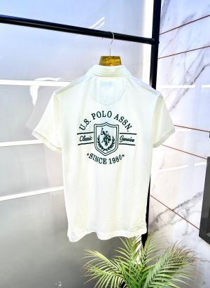 Us Polo Off-White Back Printed Collar Neck Premium T-shirt F2845-OF