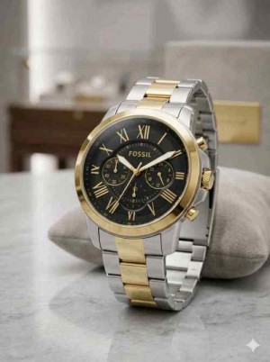 Fossil_Grant tow tone black dial