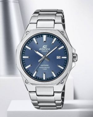 Edifice Casio Sapphire 100M Silver Sky blue