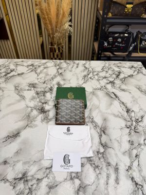 Goyar_d Signature Chevron Compact Wallet With Box And Dust Bag (Brown)