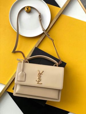 Ysl_Sunset_Top_Handle_Apricot_CrossBody_Bag_With_Original_Box_And_Dustcover