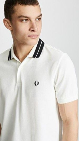 Fred Perry White Polo Premium Collar Neck T-shirt F3601-W2