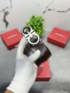 Salvato_r ferragamo SF-401 brown polish leather belt with autolock buccal with og box 