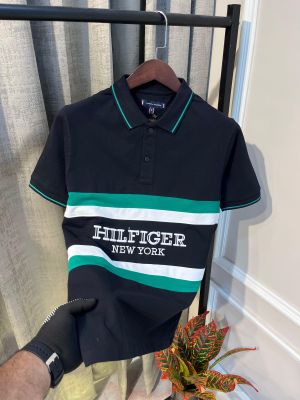 Tommy Hilfige_r Premium Typographical Polo Neck Black T-Shirt