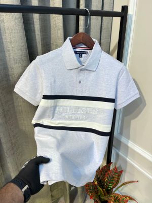 Tommy Hilfige_r Premium Typographical Polo Neck Grey T-Shirt