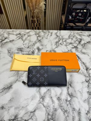 Loui_s Vuitton Monogram Canvas Zip Around Wallet With Box (Black-60017)