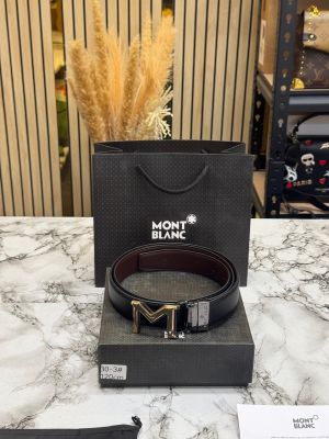 Mont Blanc Signature M Logo Formal Leather Belt (30-3)
