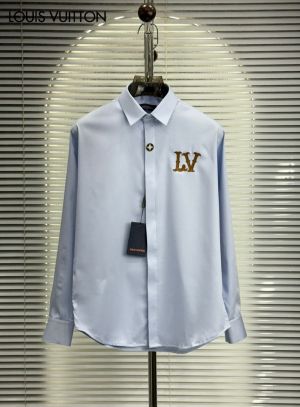  Loui_s Vuitton Chest Logo Full Sleeves Shirt Sky Blue