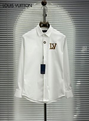  Loui_s Vuitton Chest Logo Full Sleeves Shirt White