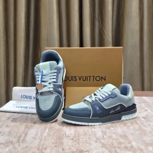 Loui.s Vuitton LV Trainer Grey Blue Textile Leather UA Quality