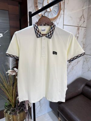 BURBERR Y PREMIUM POLO NECK T-SHIRTS WHITE