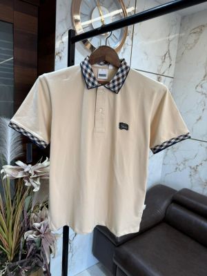 BURBERR Y PREMIUM POLO NECK T-SHIRTS CREAM