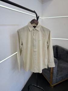 Hugobos s L beige imported linen fabric shirt with embroidery logo