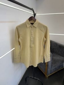 Hugobos s lemon yellow imported linen fabric shirt with embroidery logo