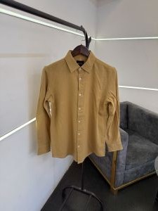 Hugobos s biscuit imported linen fabric shirt with embroidery logo