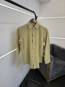 Hugobos s sage green imported linen fabric shirt with embroidery logo