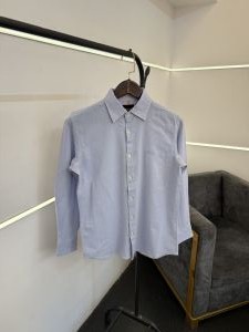Hugobos s sky blue imported linen fabric shirt with embroidery logo