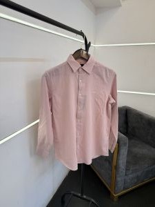 Hugobos s pink imported linen fabric shirt with embroidery logo