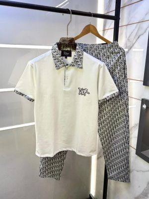 Christian Dio r White Imported Monogram Premium Track Suit With Brand Carry Bag F3681-W1