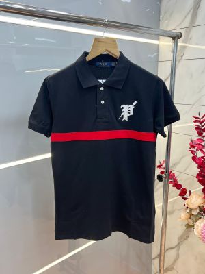 Ralp h Laure n Black Premium Cotton Matty fabric Polo Tshirt with Front Design and Embroidered Logo brand box 3827