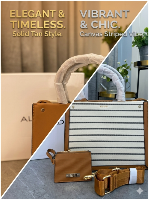 Ald_o womens Brown Stripe with wallet Dust Bag & box s8939