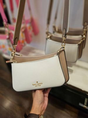 Kate Spade Duet Beige-White Crossbody Bag With OriginalBox & Dust Cover
