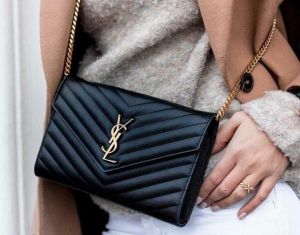 Ysl envelope chain sling bag with og box(9010-black)