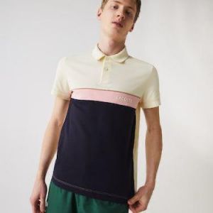 Lacost e Cream Premium Cotton Pique fabric Polo Tshirt with Front Design and Embroidered Logo 3651