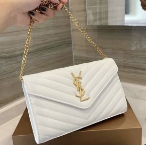 Ysl envelope chain sling bag with og box(9010-white)