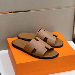 Herme.s Izmir Brown Sandals Calfskin Leather
