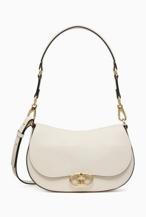 VALENTIN.O GARAVANI WHITE SMALL OHVAL SHOULDER BAG V LOGO PREMIUM WITH OG BOX