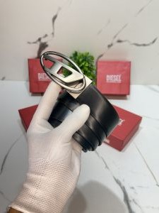 Diese_l DL-604 black brown reversible belt silver buccal with og box 