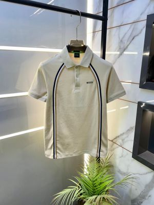 Hugo_Boss Cream Polo Premium Collar Neck T-shirt F3704-C1