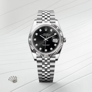Role_x Oyster Perpetual Date Just Diamond Silver-Black-Diamond