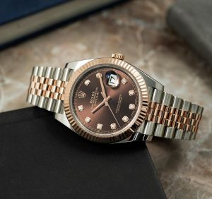 Role_x Oyster Perpetual Date Just 2Ton-Copper-Brown  Diamond