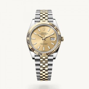 Rolex Date Just 41 Silver Gold Dial Semi ETA