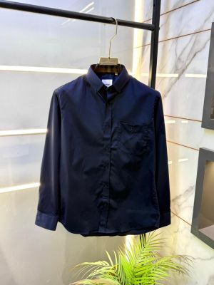 Burberr y Navy Premium Shirt With Brand Box Packing and Carry Bag F3036-NY
