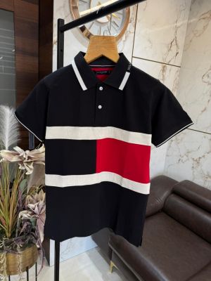 TOMM Y HILFIGER PREMIUM POLO NECK T-SHIRTS 1287 BLACK