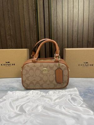 Coac_h Taupe Logo Mini Satchel with box 619