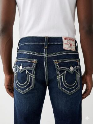 True Religion Blue shade Bootcut Premium Imported Stretchable Lycra Fabric Denim with Back Pocket Embroidered Design 3952