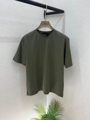 Tommy_Hilfiger Green Premium Drop Shoulder Round Neck T-shirt With Brand Box Packing F3583-GR