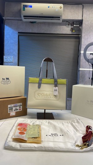COACH-FIELD-TOTE-WITH-DOUBLE-BOX-AND-DUST-BAG-PREMIUM-QUALITY-(WHITE-GREEN)1463