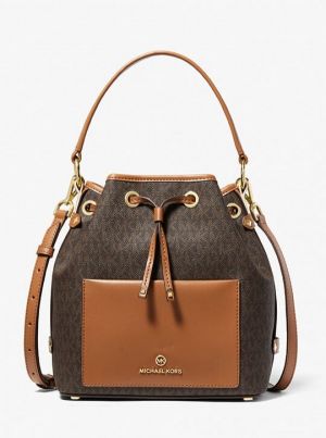 MICHAEL_MICHAEL_KORS MAEVE MEDIUM SIGNATURE LOGO BUCKET BAG  98