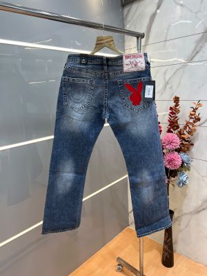 True Religion Light Blue Bootcut Premium Imported Stretchable Lycra Fabric Denim with Back Pocket Embroidered Design 4228
