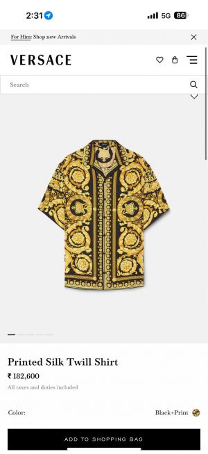 Versace Borroco Gold Black Half Sleeves Shirt 