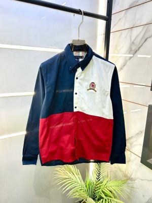 Tommy_Hilfiger Navy Embroidery Logo Premium Oxford Lycra Shirts F2933-NY