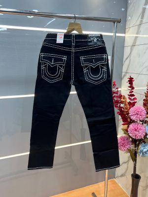 True Religion Black Straight fit Premium Imported Stretchable Lycra Fabric Denim with Back Pocket Embroidered Design 4225