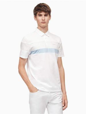 Calvin Klei n White Premium Cotton Pique fabric Polo Tshirt with Front Design and Embroidery Logo 4217