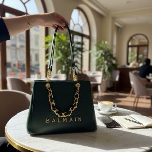 Balmain_soft leather tote bag in black with dust cover premium quality