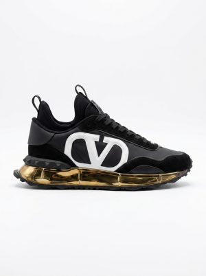 VALENTIN.O GARAVANI BLACK SUEDE METALLIC GOLD
